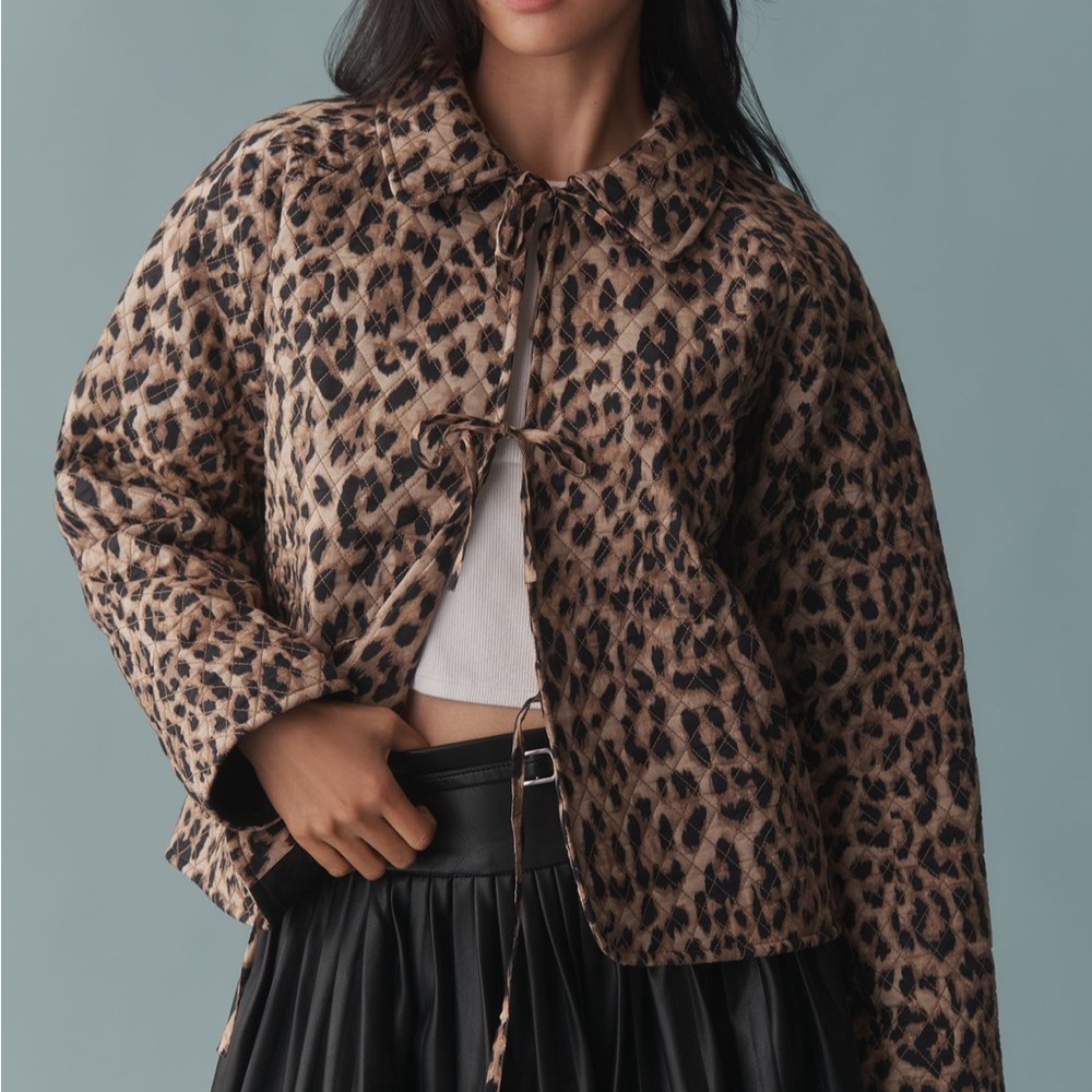 Anthropologie Brown Leopard Teddy Jacket